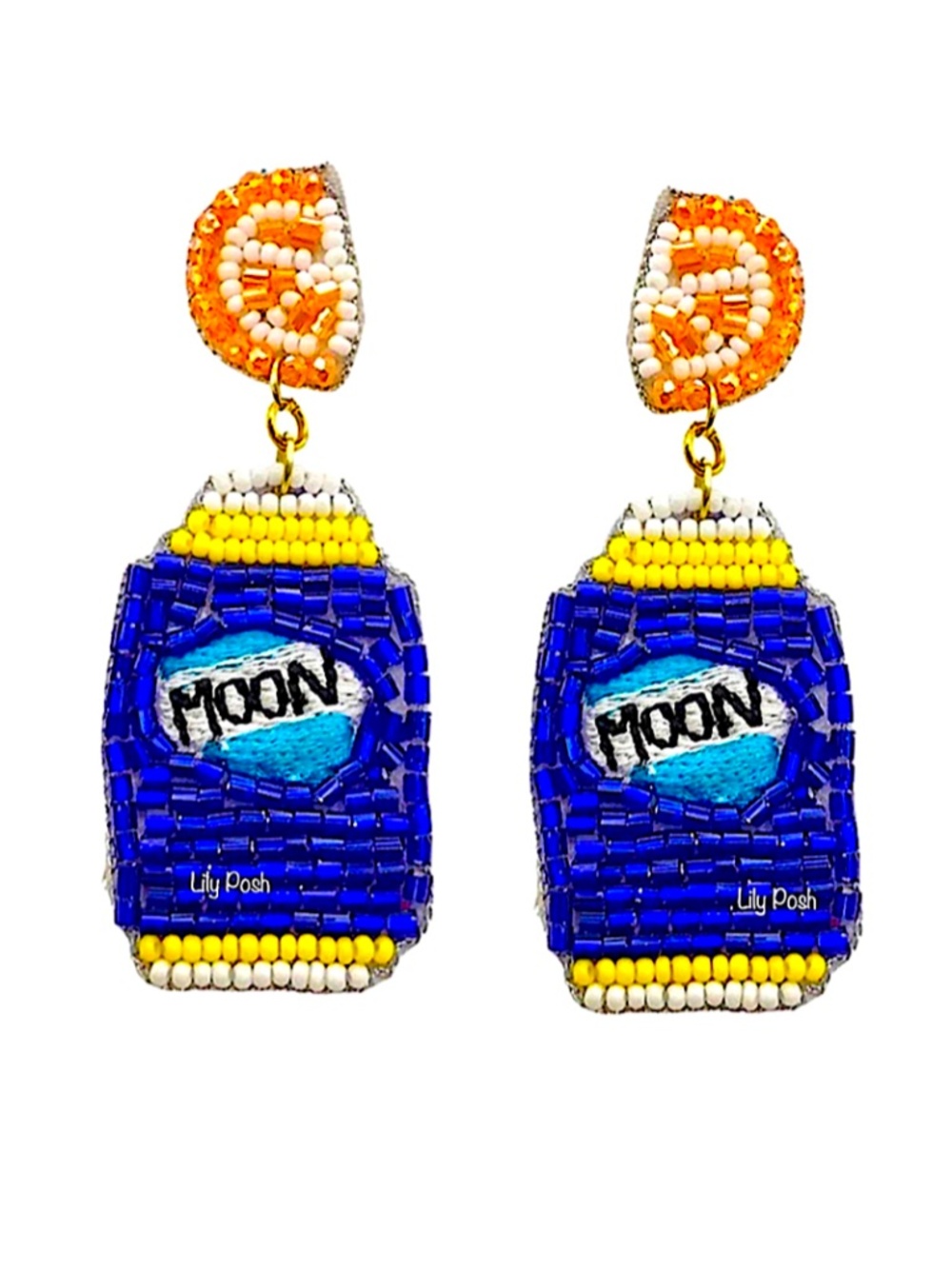 Beaded Beer Earring, Seed Bead Beer Earring, Game Day Party Favor - Picture 2 of 3